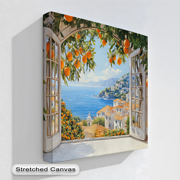 Amalfi Citrus Escape – Mediterranean Orange Grove Canvas Print