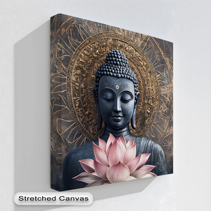 Enlightened Serenity – Buddha with Lotus Flower Canvas Print