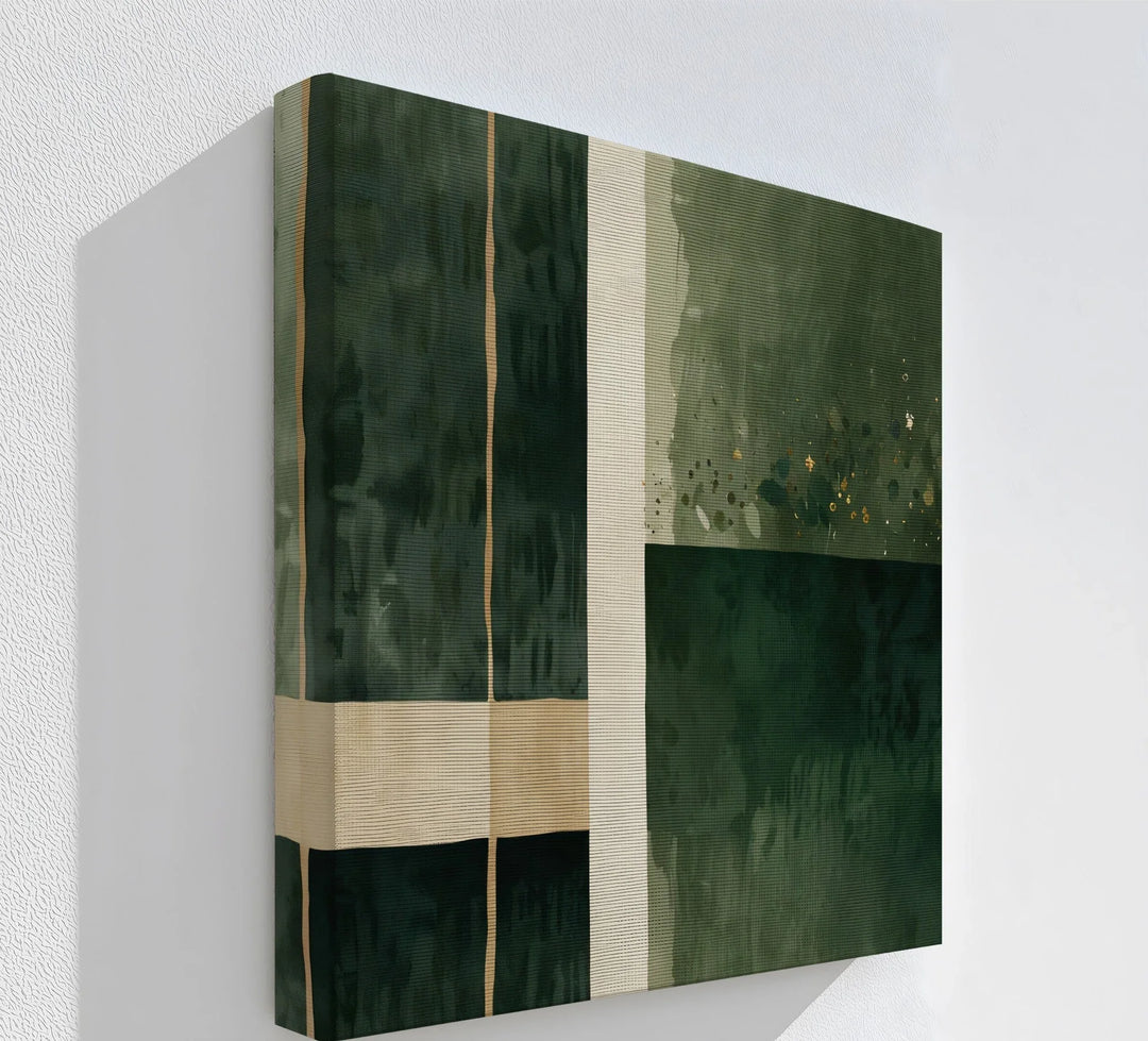 Emerald Structure – Modern Geometric Green Canvas Print - MyPhotoStation