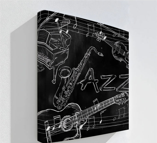 Black and White Instrument Illustration - Music Canvas Prints - MyPhotoStation