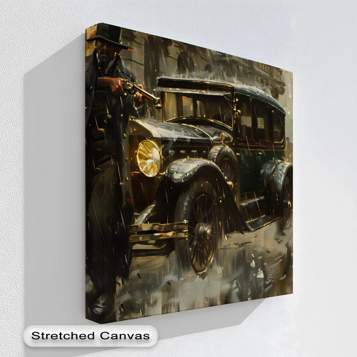 1920s Gangster Shootout Scene – Car Canvas Print - MyPhotoStation