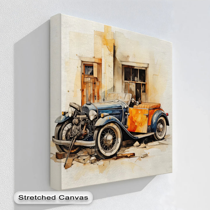Two-Tone Classic Convertible by Weathered Wall – Car Canvas Print