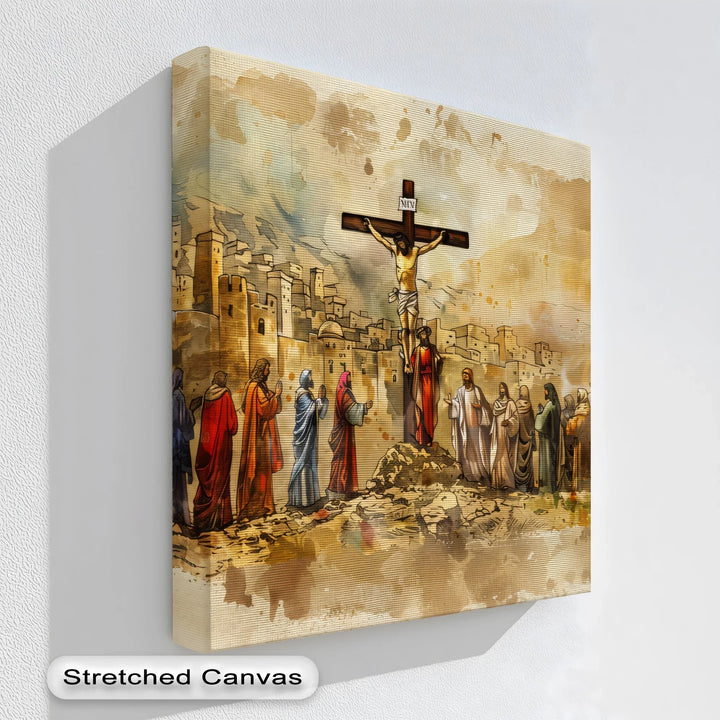 Jesus on the Cross with Disciples - Jesus Canvas Print