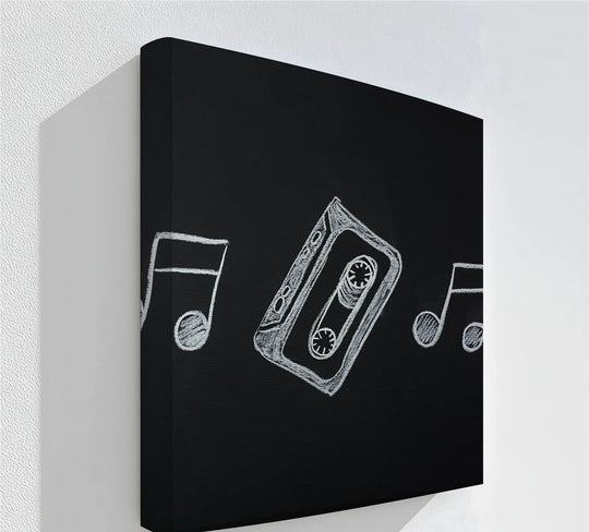 Retro Cassette Tape Chalk Drawing – Blackboard Music Canvas Prints - MyPhotoStation