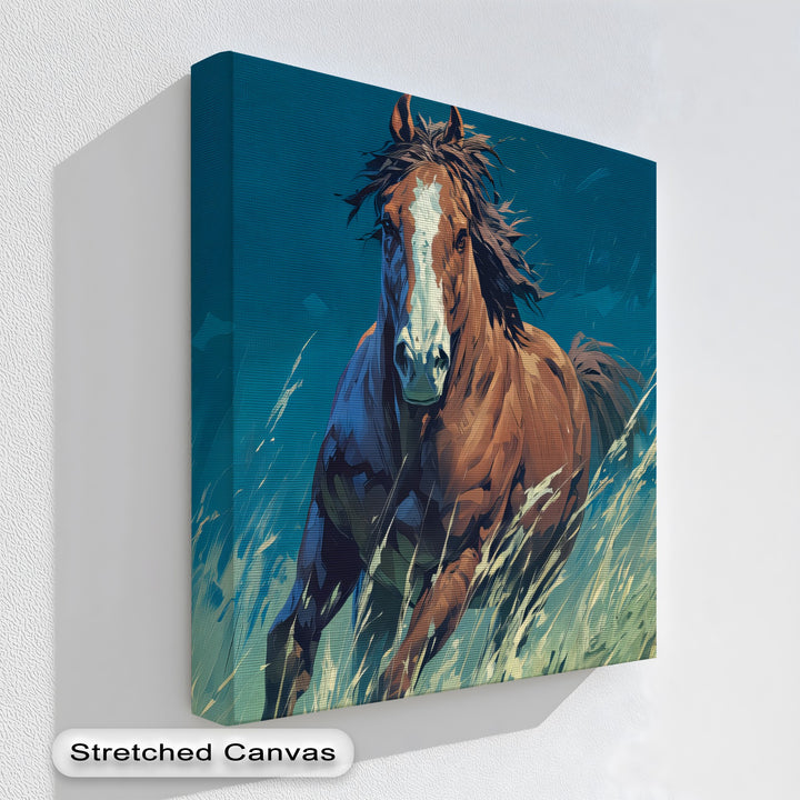 Wildfire Spirit – Galloping Horse in Vibrant Field Canvas Print
