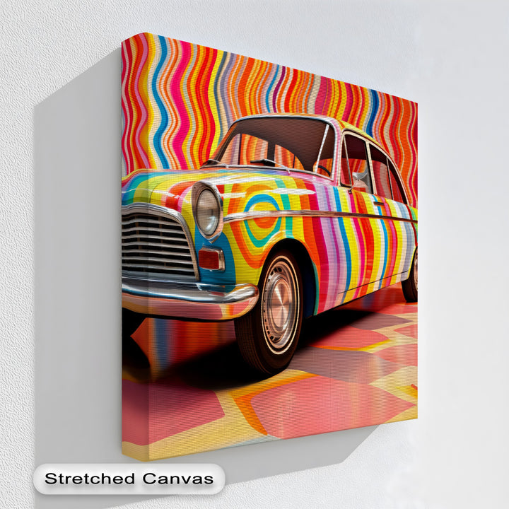 Groovy Wheels – Psychedelic Pop Art Car Canvas Print