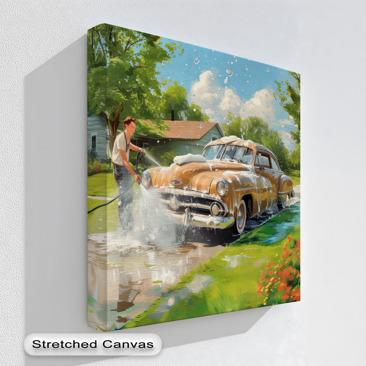 Classic Car Wash Nostalgia – Car Canvas Print