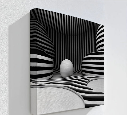 Monochrome Illusion Chamber – Black & White Canvas Print - MyPhotoStation