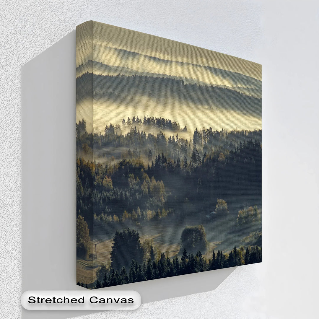 Misty forest landscape canvas wall art

