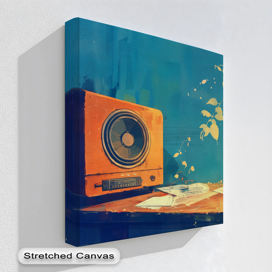 With depth and layers, the vintage radio still life in this big canvas prints art piece creates a retro-inspired focal point.