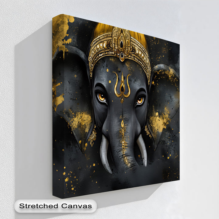 Divine Majesty – Lord Ganesha with Golden Accents Canvas Print