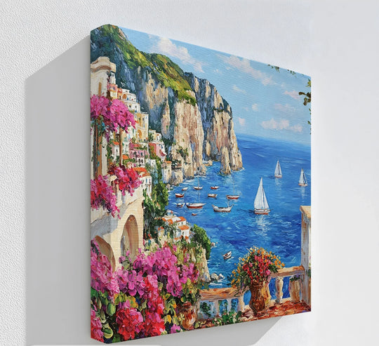 Evoking a serene mood, this 'Capri Dreamscape' canvas print brings a touch of the Mediterranean to your home as inspiring canvas wall decor.