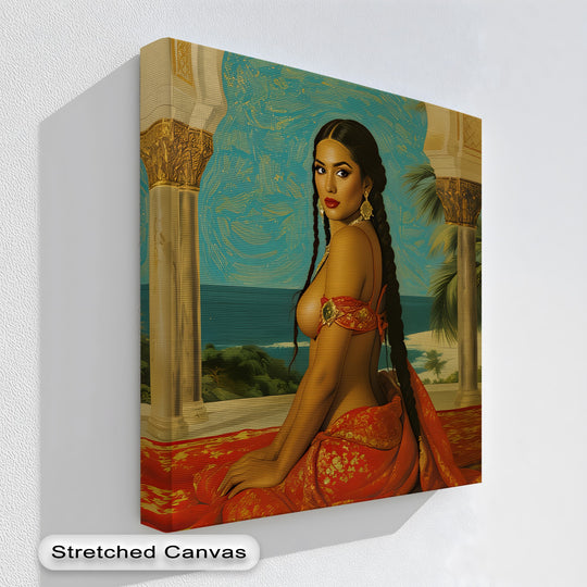 Horizontal Crimson Empress erotic canvas wall art showcases a captivating scene in a rectangular shape, embodying elegant canvas art prints.