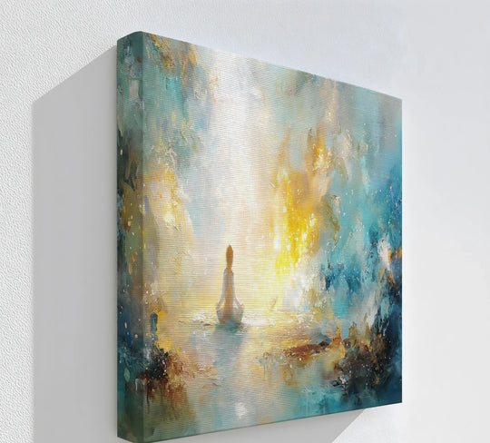 Square orientation displays the best canvas prints of a meditative abstract canvas print, showcasing inner light and spiritual awakening.