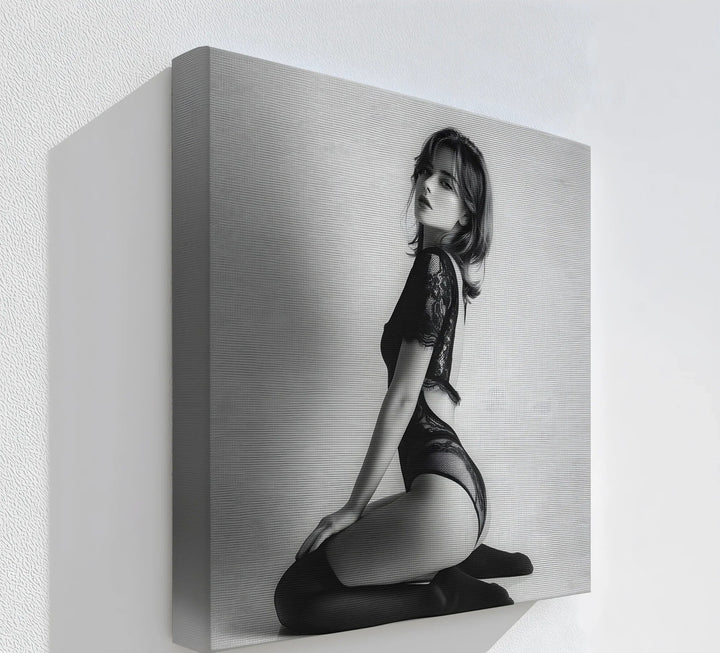 Monochrome Allure – Black Lace Sensuality in Fine Art Canvas Print - MyPhotoStation