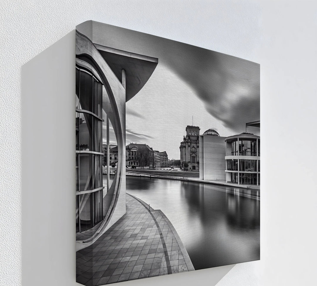 Urban Geometry – modern architecture black and white canvas.

