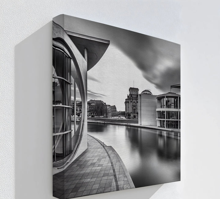 Urban Geometry – modern architecture black and white canvas.

