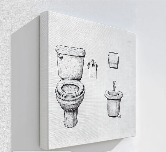 Linework Loo – Minimal Toilet Sketch Canvas Print - MyPhotoStation