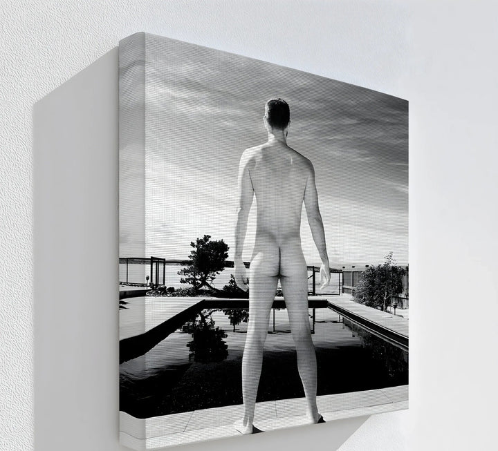 Stillness Before the Dive – Black and White Male Nude Canvas Print - MyPhotoStation