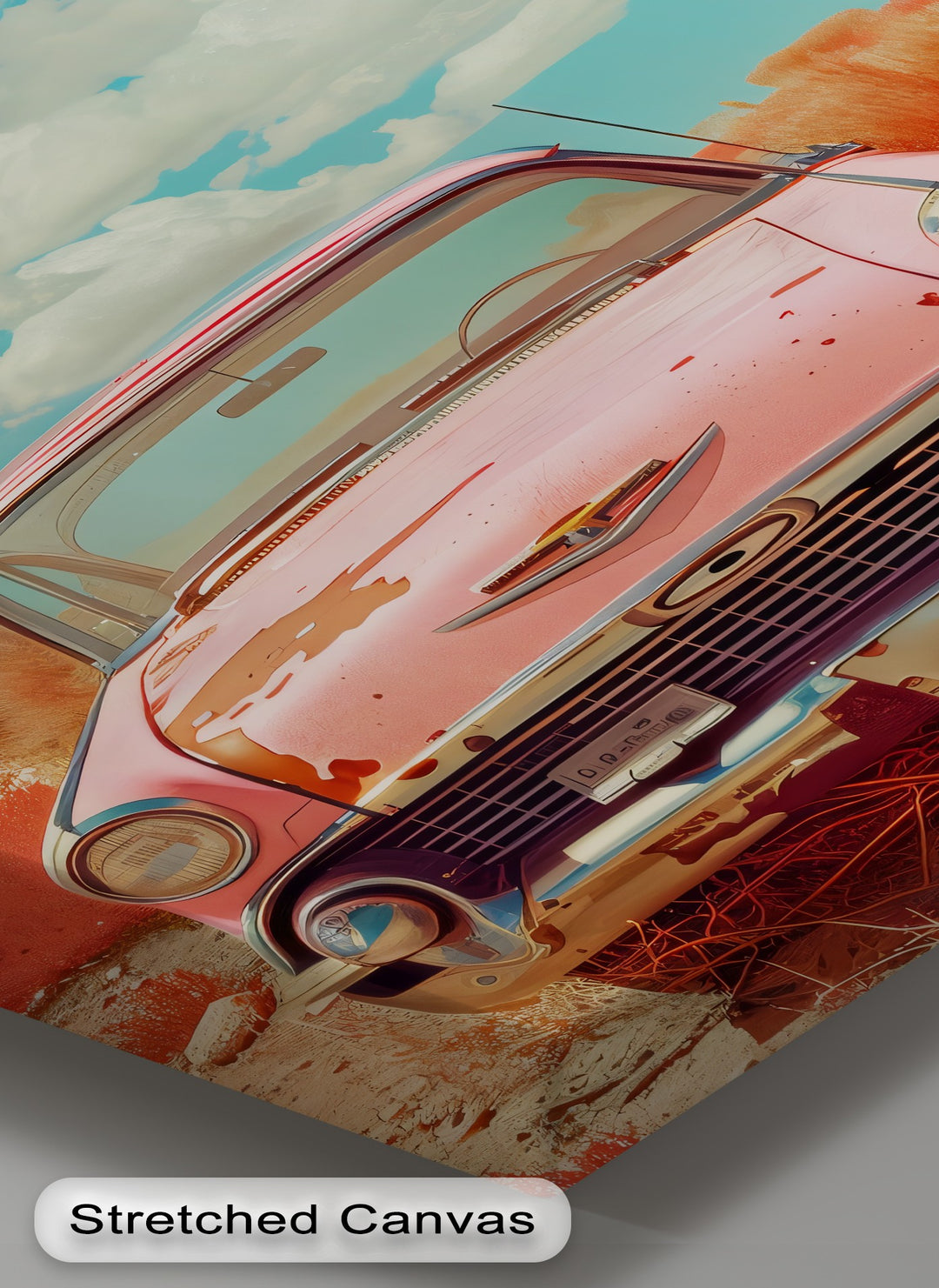 Desert Drift – Faded Pink Classic Car Canvas Print