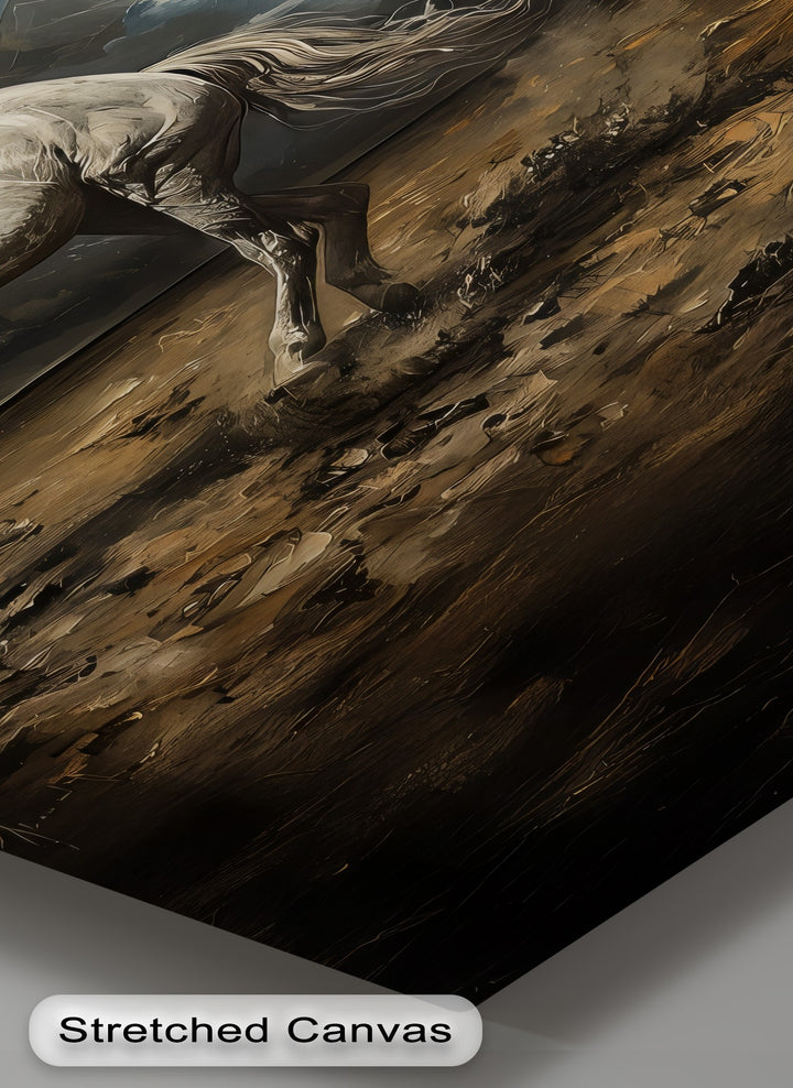 Majestic White Horse in Thunderous Landscape - Horse Canvas Print