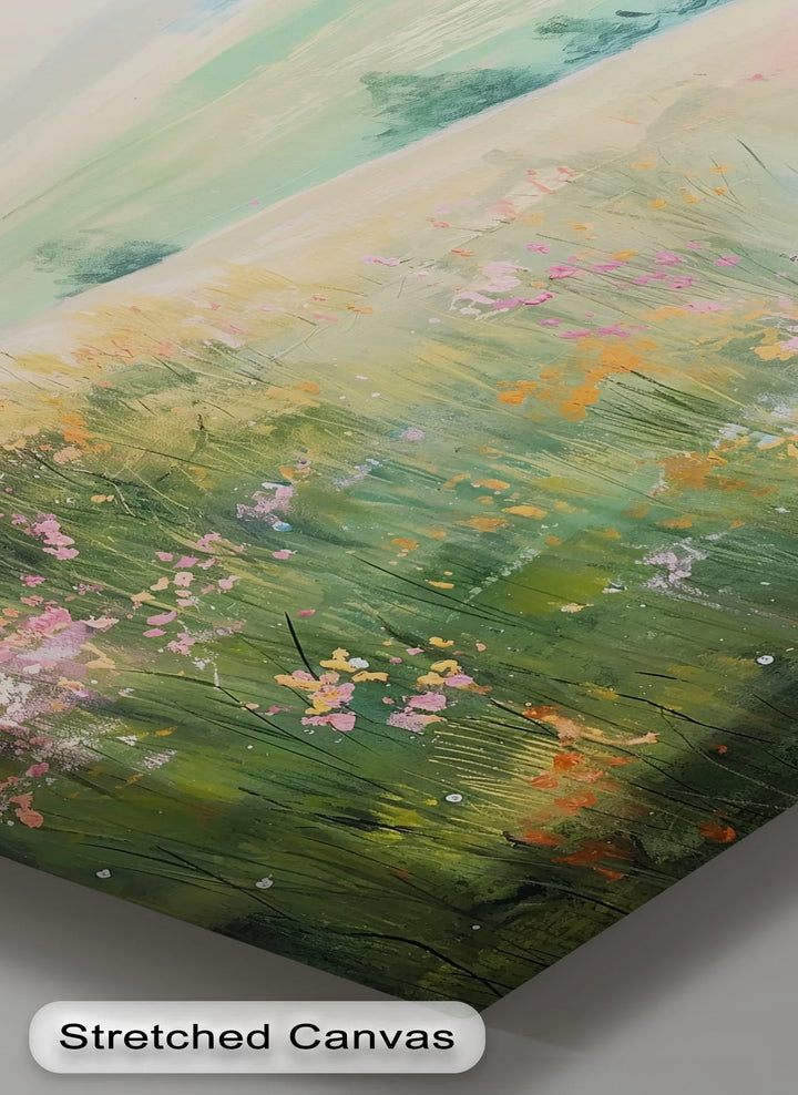 Blossom Breeze Hillside – Spring Meadow Landscape Canvas Print