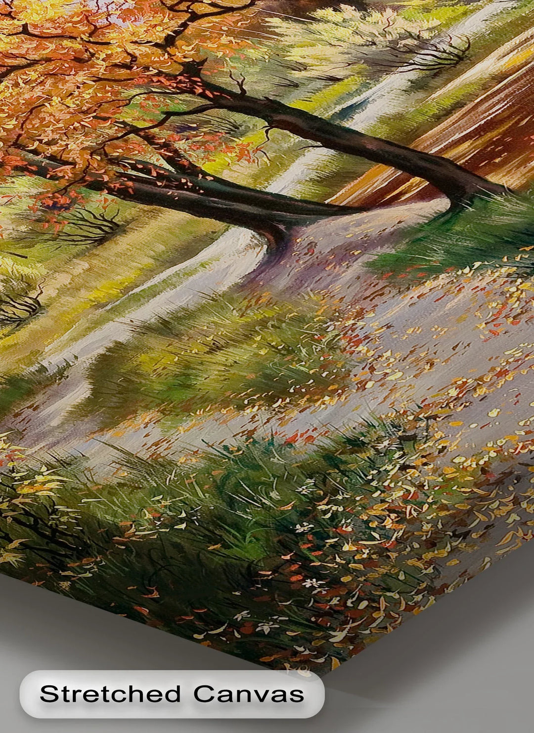 Golden Path in Autumn – Fall Forest Trail Landscape Canvas Print