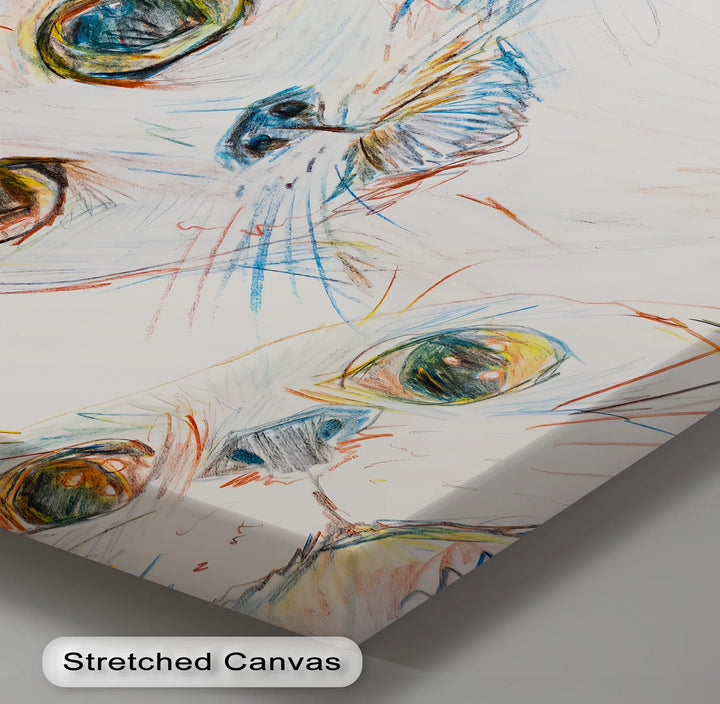 Color Stare – Abstract Cat Faces in Pastel Lines Cat Canvas Print - MyPhotoStation