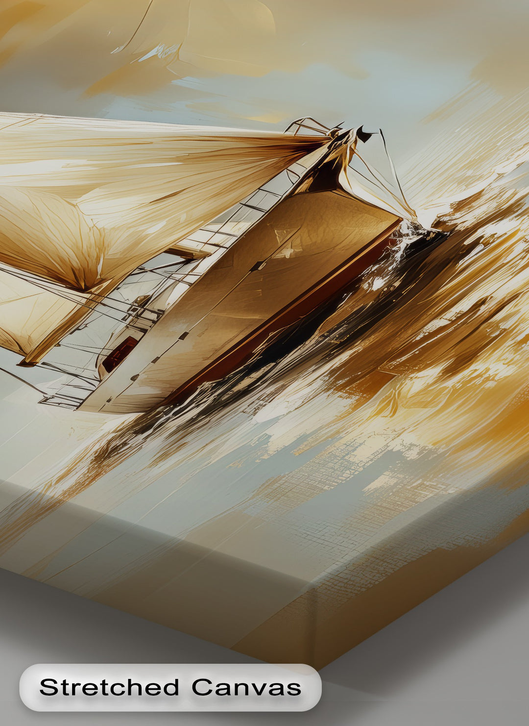 Golden Voyage – Tranquil Sailboat at Sunset Canvas Print