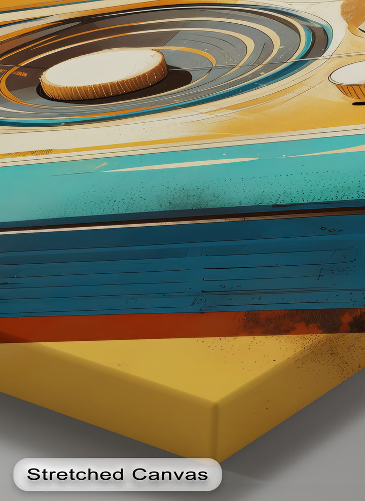 Golden Frequency – Retro Stereo Abstract Canvas Print