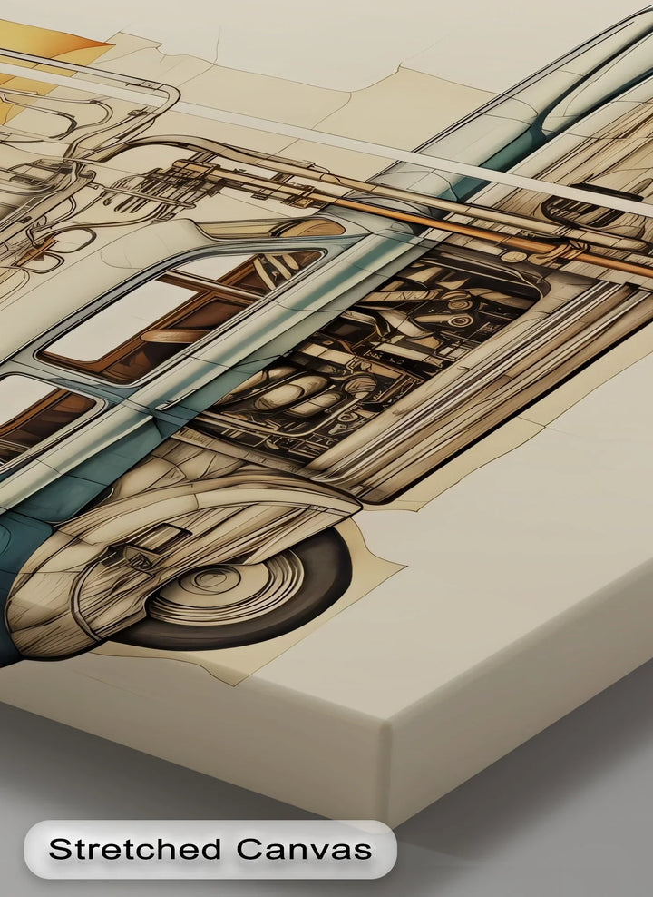 Vintage Blueprint Breakdown of Classic Sedan – Car Canvas Print - MyPhotoStation