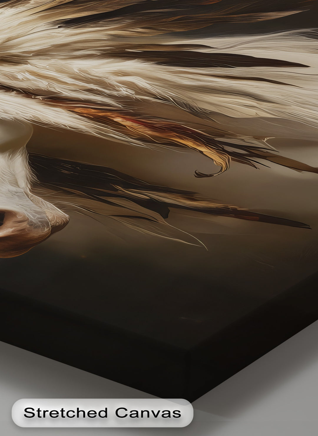 White Horse with Feathered Headdress - Horse Canvas Print