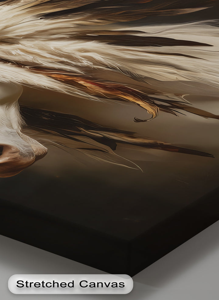 White Horse with Feathered Headdress - Horse Canvas Print