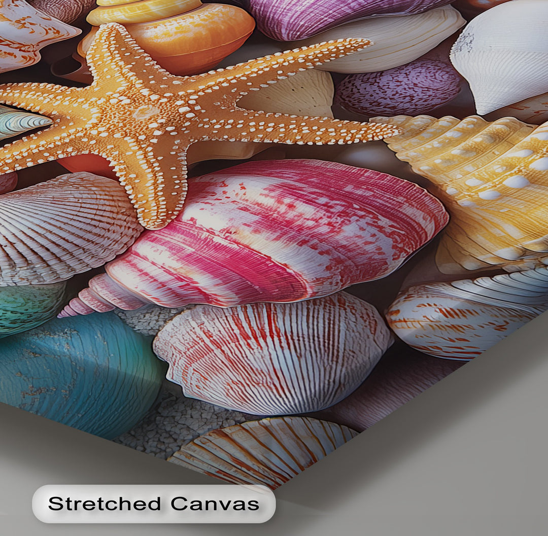 Vibrant Coastal Shells – Colorful Canvas Print