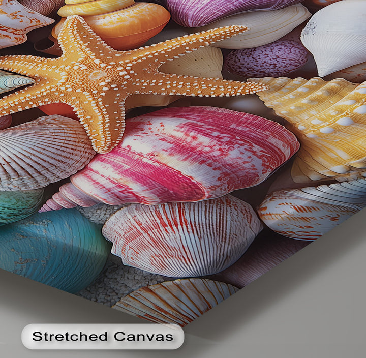 Vibrant Coastal Shells – Colorful Canvas Print
