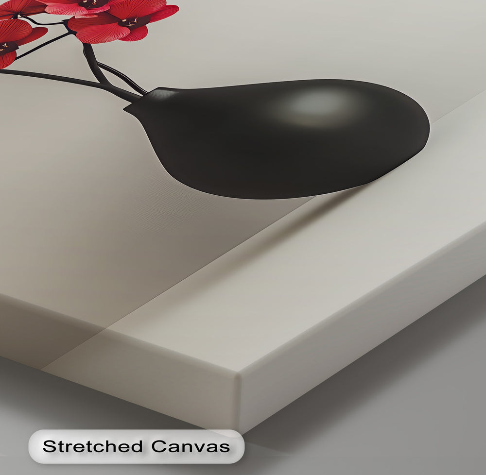 Modern Zen Orchid – sleek floral canvas wall art with red flowers

