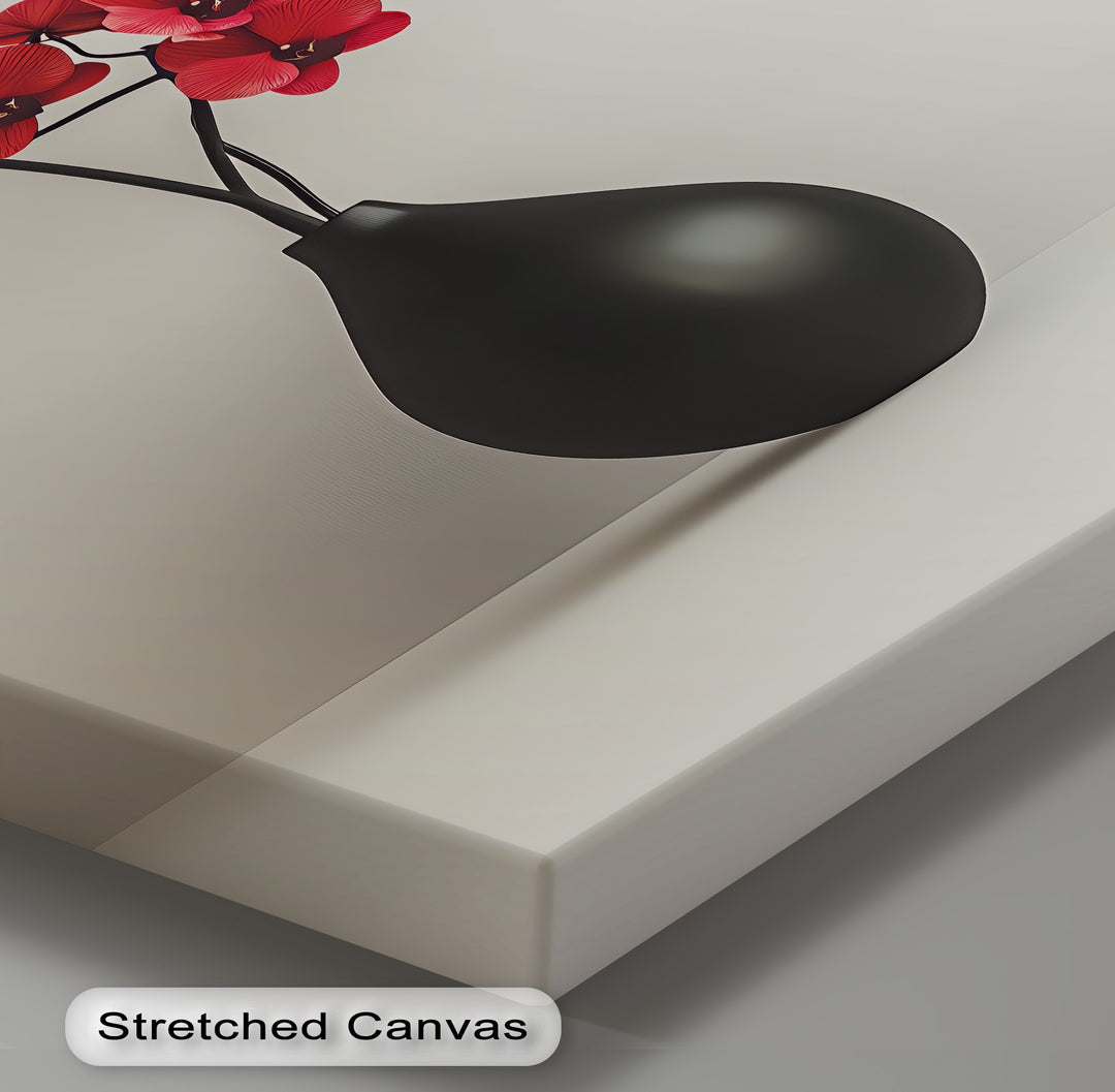 Modern Zen Orchid – sleek floral canvas wall art with red flowers

