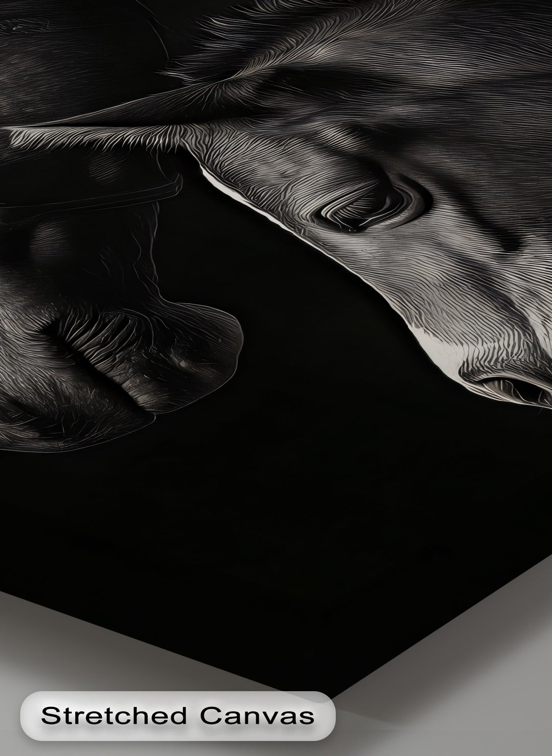 Eternal Bond – Mother and Foal on Black Canvas Print