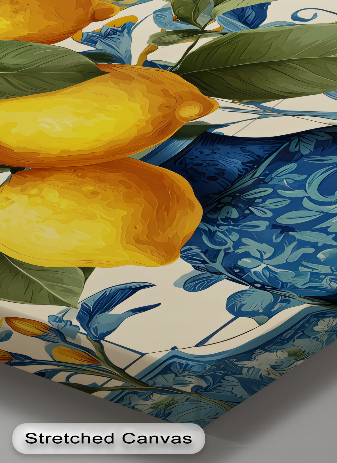 Lemons in Blue Vase - Canvas Wall Art | Wall Art for Living Room