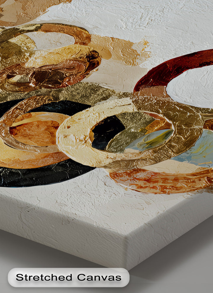 Gilded Motion – Textured Gold Rings Abstract Canvas Print
