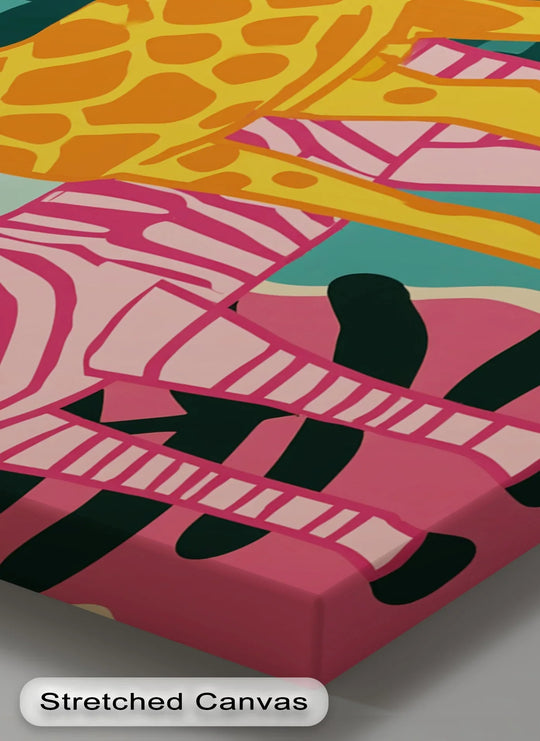 Zebra and Giraffe in Jungle Colors – Bold Safari-Inspired Canvas Print - MyPhotoStation