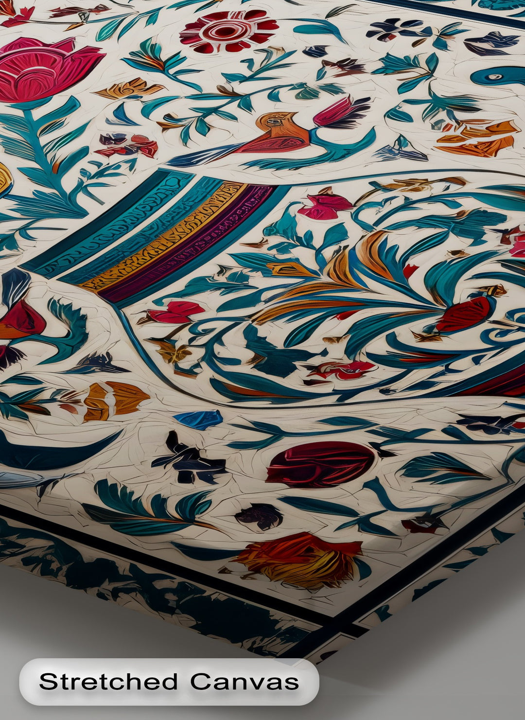 Floral Harmony & Songbirds – Persian Canvas Print