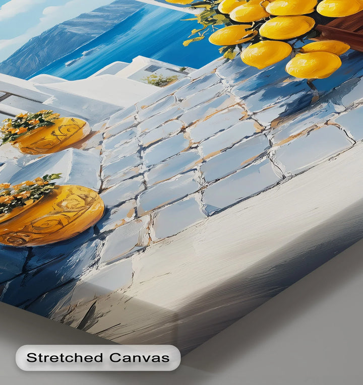 Santorini Sunshine – Mediterranean Lemon Street Canvas Print - MyPhotoStation