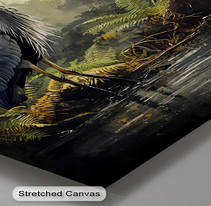Misty Forest Heron – Wildlife Landscape Canvas Print