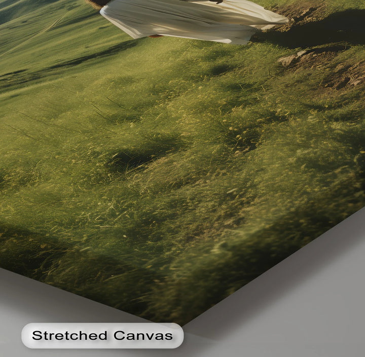Guided by Grace – Jesus Walking Through Green Pastures Canvas Print - MyPhotoStation