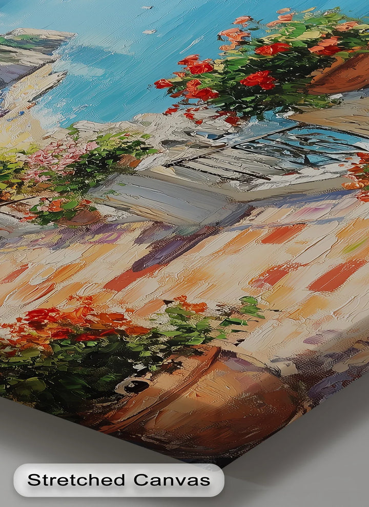 Amalfi Terrace Bloom – Coastal Italian Balcony Canvas Print - MyPhotoStation