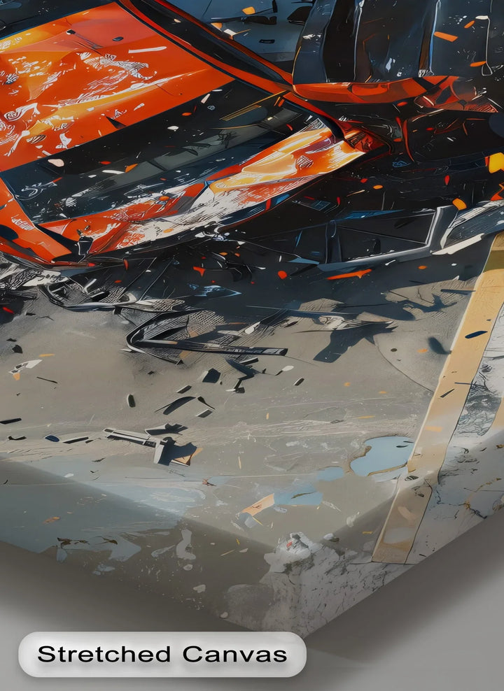 High-Speed Impact – Dynamic Car Crash Scene Canvas Print - MyPhotoStation