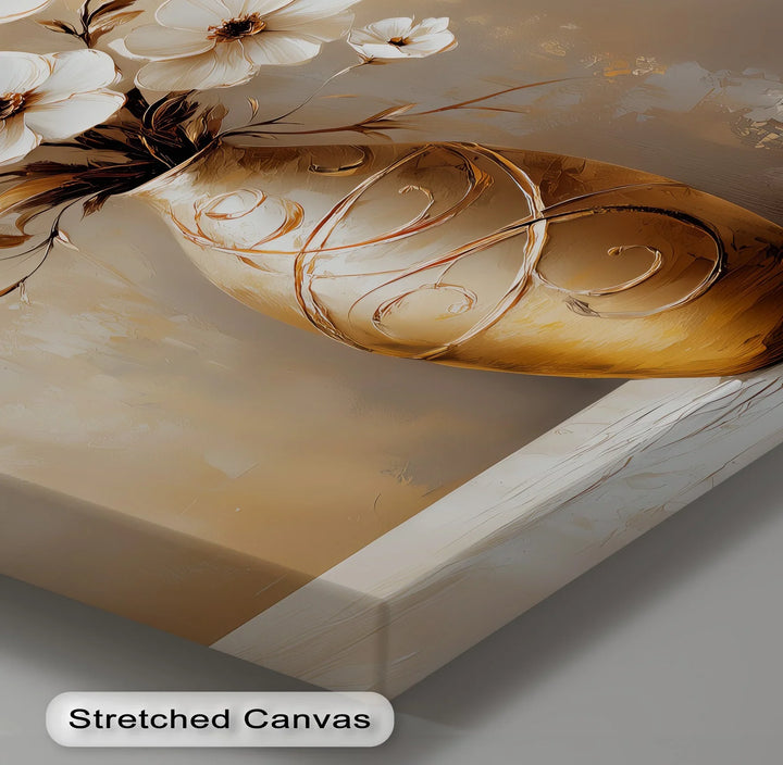 Vase of Serenity – sophisticated white flower canvas print for interiors.

