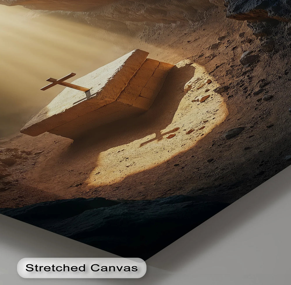 A powerful moment of resurrection captured on canvas print, inspiring faith and spiritual renewal.


