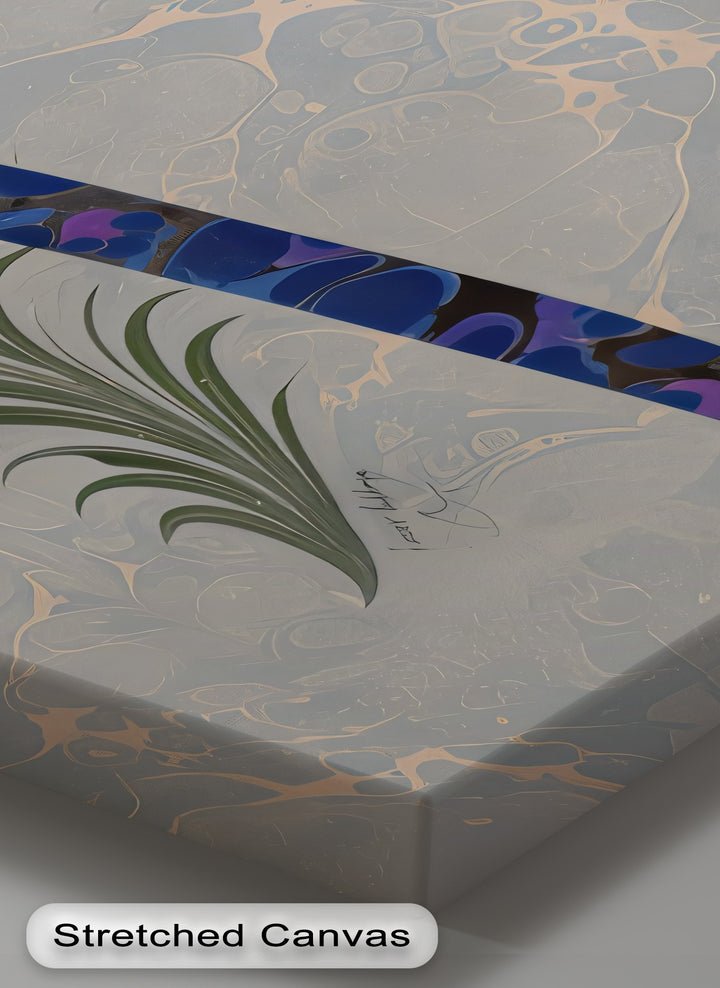 Ottoman Ebru Tulip & Carnation Calligraphy – Islamic Wall Art